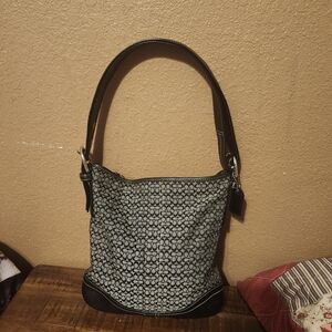 Coach Black and Gray Signature Shoulder Bag